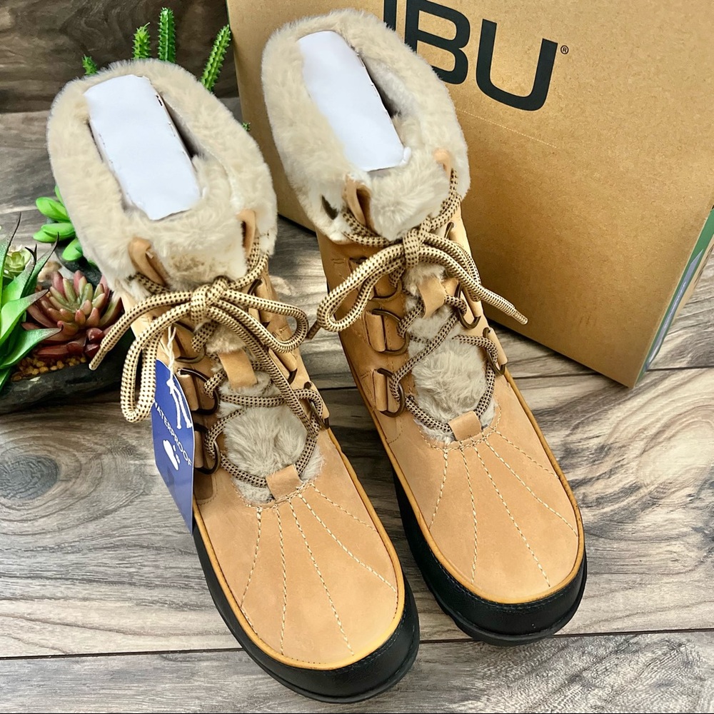 NIB JBU by Jambu Northgate Faux Fur Trim Waterproof Ankle Boots 8M Tan - Picture 3 of 13